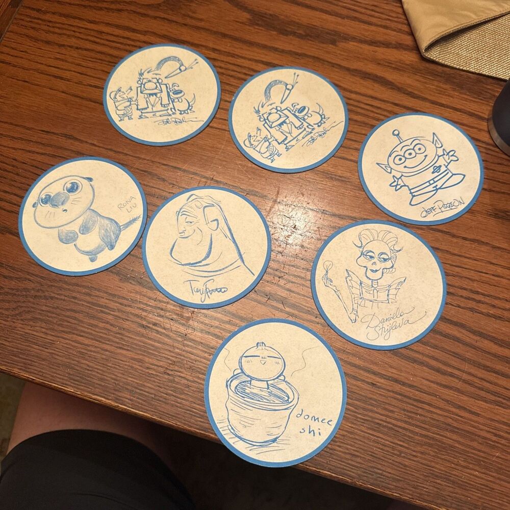 Disneyland California Adventure Lamplight Lounge Coaster Set of 7 DISNEY Pixar